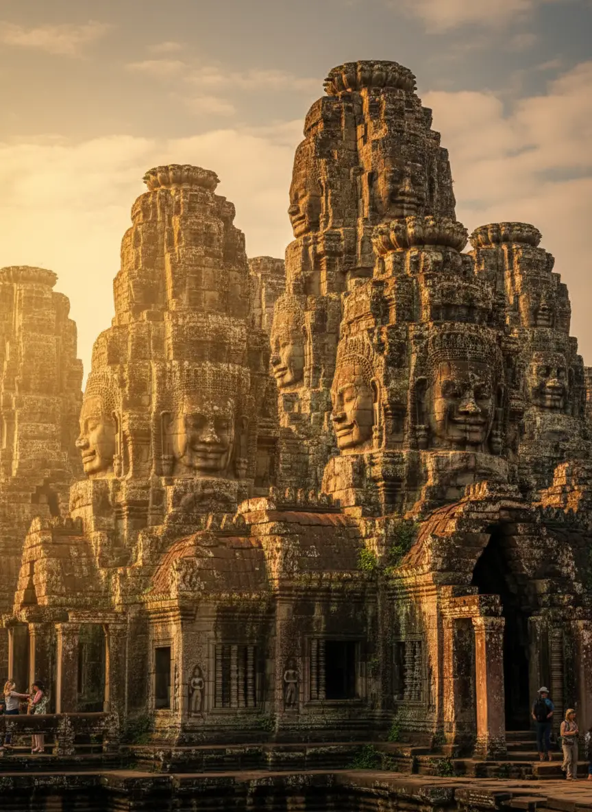 Le grand temple khmer Angkor Wat au lever du soleil à Siem Reap