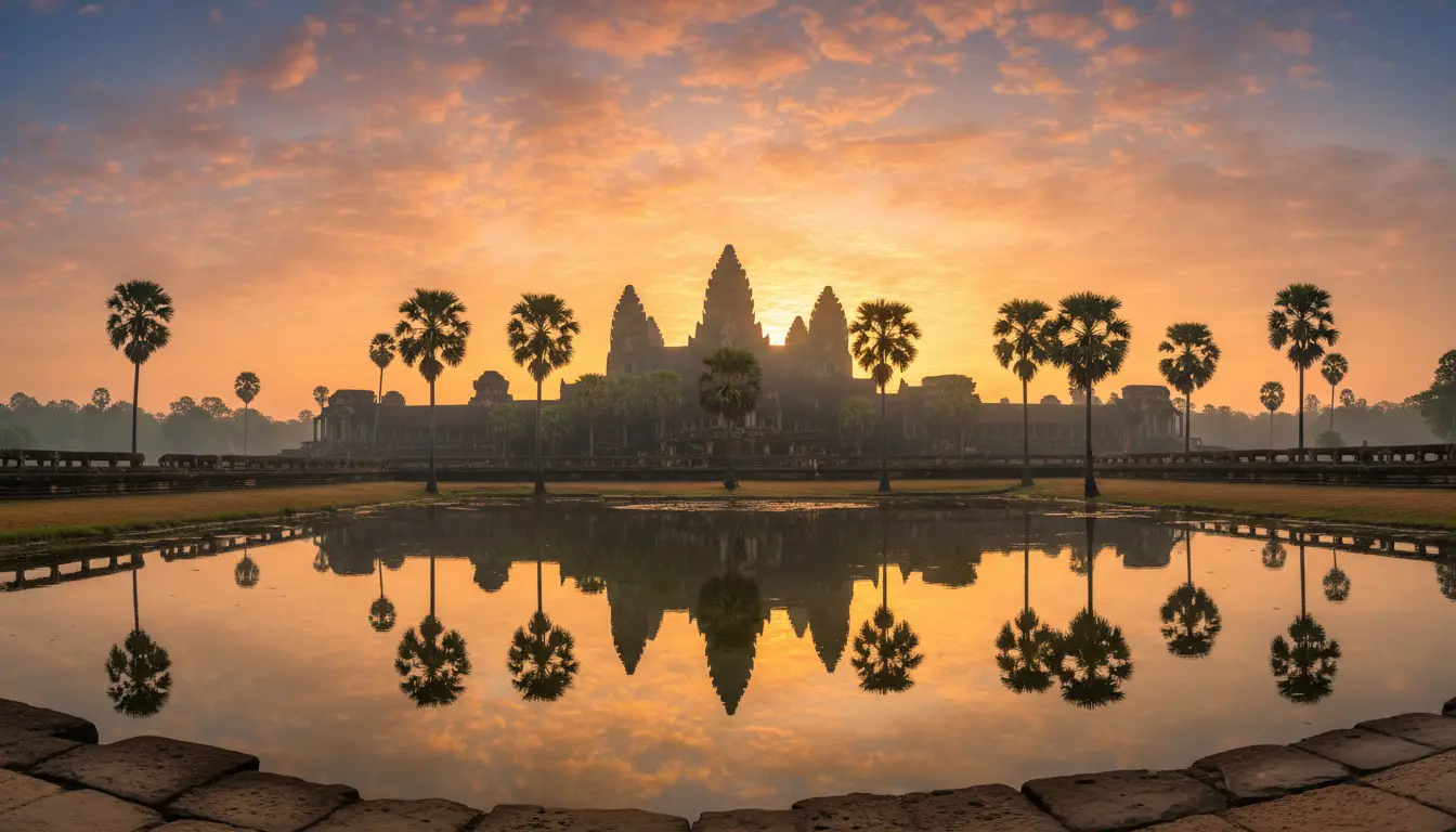 Les majestueux temples d'Angkor Wat au lever du soleil à Siem Reap, Cambodge